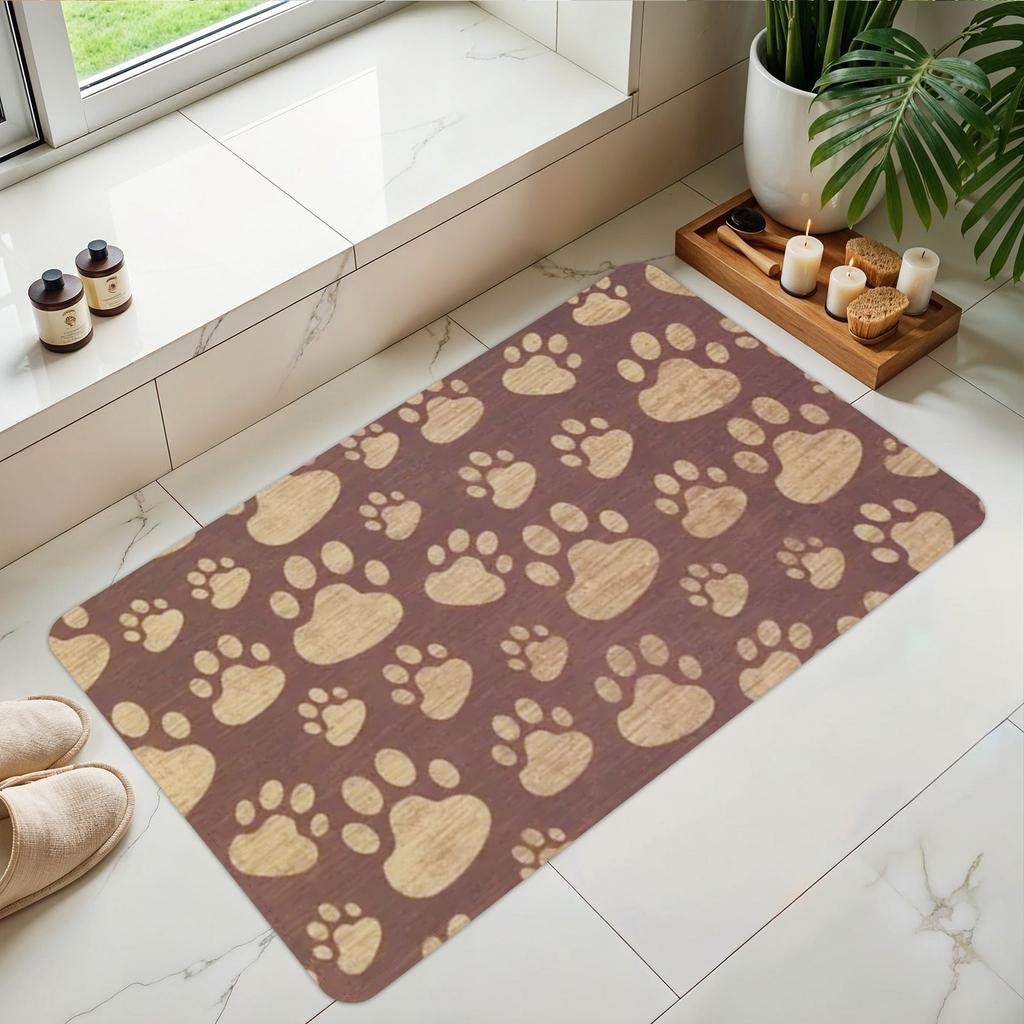 1PC Paw Print Pattern Kitchen Rug Non-Slip Door Mats Pop Design Bathroom Rug Bath Mat Carpet for Home Sink Laundry Decor