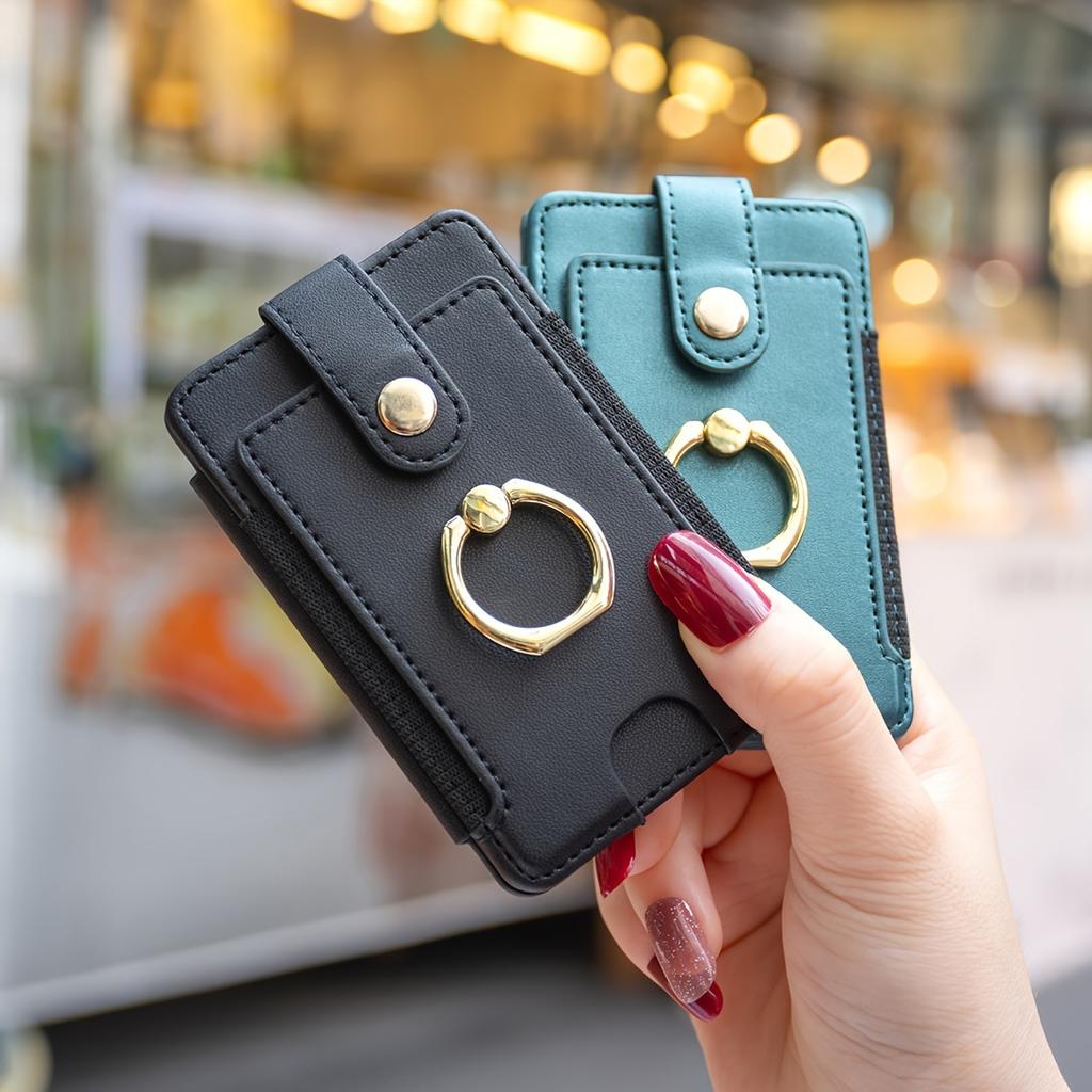 Universal Ring Small Card Holder Sticker Adhesive Mobile Phone Card Holder with Ring Buckle Compatible with All Smartphones Bag