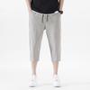 Men Cropped Pants Elastic Waistband Drawstring Quick-Drying Breathable Fit Fabric Loose Design Sports Leisure Pants