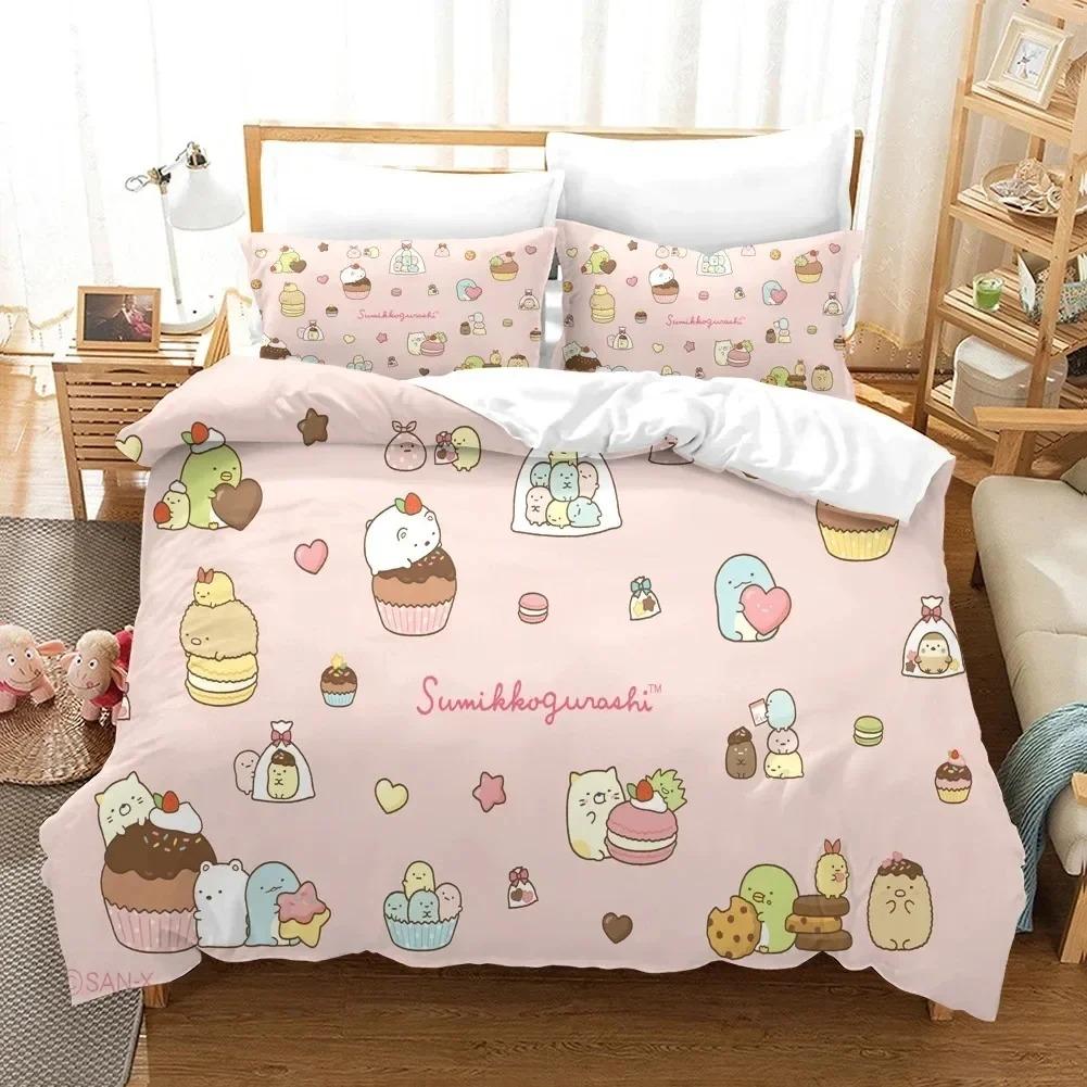 Comforter 3D Print Sumikko Gurashi Cartoon Bedding Set 3D Printed Suitable For Bedroom Kids Home Textile