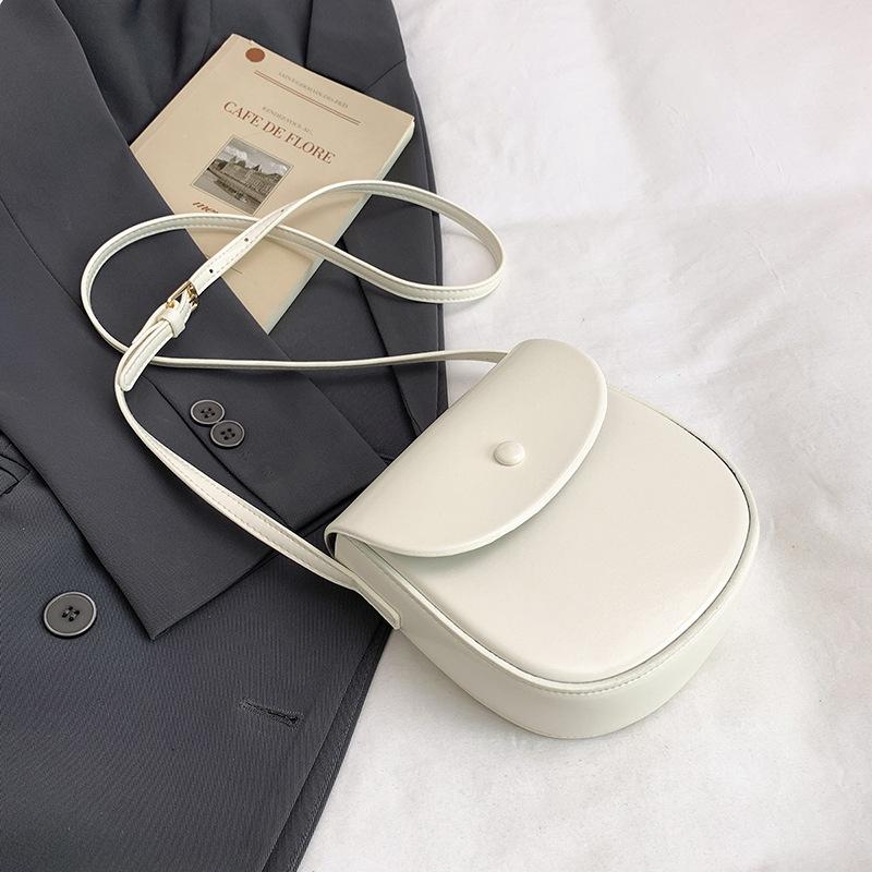 

Solid color new high-end texture temperament versatile casual and beautiful saddle bag women s shoulder messenger bag белый