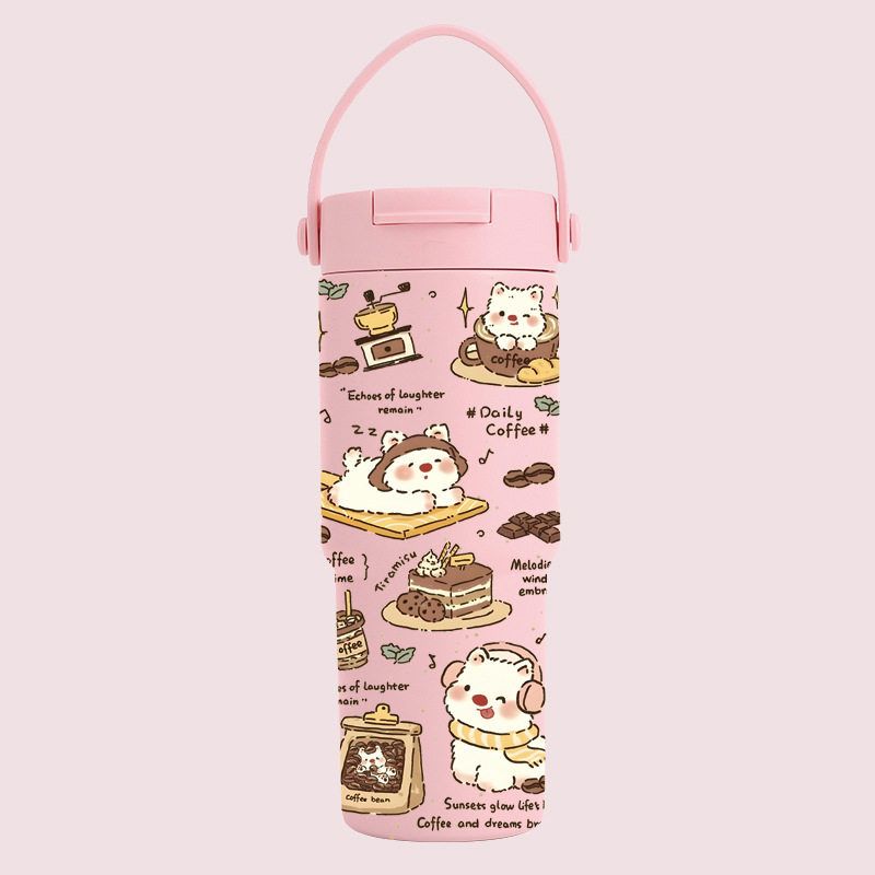 Ceramic Inner Coffee Cup with Handle, Large Capacity Thermos Cup, Portable Car-Mounted 30oz Car Ice Cup