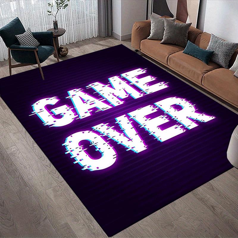 1pc Game over Print, Design Area Rug - Soft, Anti-Slip, and Durable Gaming Room Decor for Bedroom, Living Room