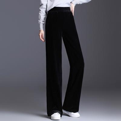 Weite Hosen für Damen im Herbst, neue Mode, lockere und dünne Hosen mit geradem Bein, hoch taillierte schwarze Freizeithose