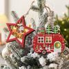 LED Light Santa Snowman Pendants Star/Car Shape Decorative Christmas Tree Ornaments Wooden Hanging Christmas Decorations
