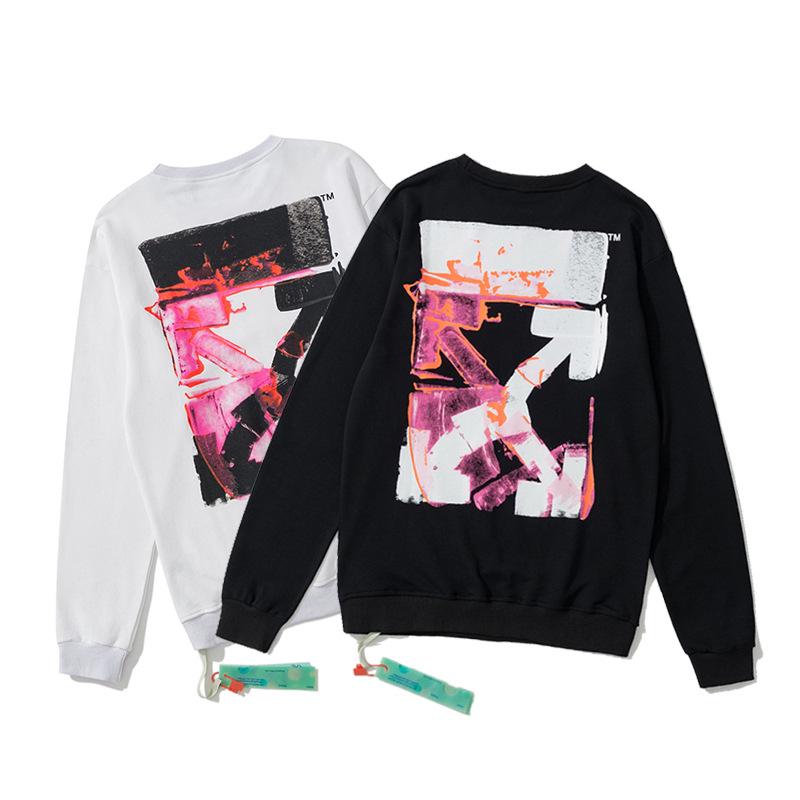 OFF Spray Pfeildruck Unisex Streetwear Kapuzenpullover mit Rundhalsausschnitt