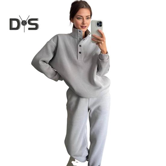 2 stk/sett Vår Høst Dame Topp Buksesett Ståkrage Langermet Genser Elastisk Høy Midje Maksimal Komfort Bukser Sport Fitness Treningsdress