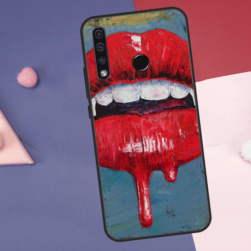 Sexy Red Lips Case For Huawei Nova 12s 12i 11i 8i 7i Y73 Y70 Y90 Y60 Y72 Y61 Y91 9 10 SE P40 Lite P30 Pro