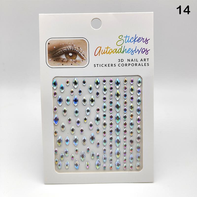 Gesichtsstein-Aufkleber 5D Bunter Strass-Tattoo-Lidschatten-Aufkleber für Festival Nägel Körper Make-up Bling Schmuck DIY Dekor