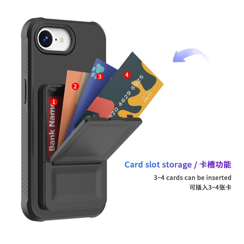 

Protective Bracket Mirror Wallet Case with Card Holder For iPhone 16E 17E iphone17e iphone16e Durable Case Cover iPhone 16e