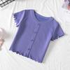 2024 Girls' Casual Solid Color Short-Sleeve T-Shirt