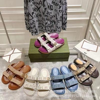 New Cool Slippers Couple Velcro Hot Diamond Versatile Single Shoes Fashion Beach Platform Half Drag
