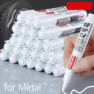 2/3/4/5/10pcs For Metal White Marker Pen Oily Waterproof Plastic Gel Pen Writing Drawing Graffiti Pen Stationery Notebook