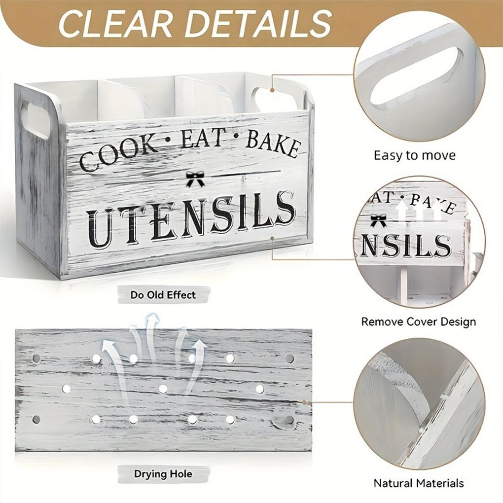 Wooden Storage Rack For Baking Utensils Move Around Countertops With Ease For Kitchen Hopsticks Spoon Storage Box Widely Used