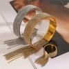 Yori Statement Stainless Steel Chain Tassel Bracelet Finger Ring 18K PVD Plated High Quality Charm Stylish Golden Jewelry