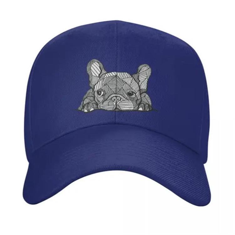 New Solid Color Men's and Women's Baseball Caps Printed Bulldog Outdoor Fashion Trend Cap