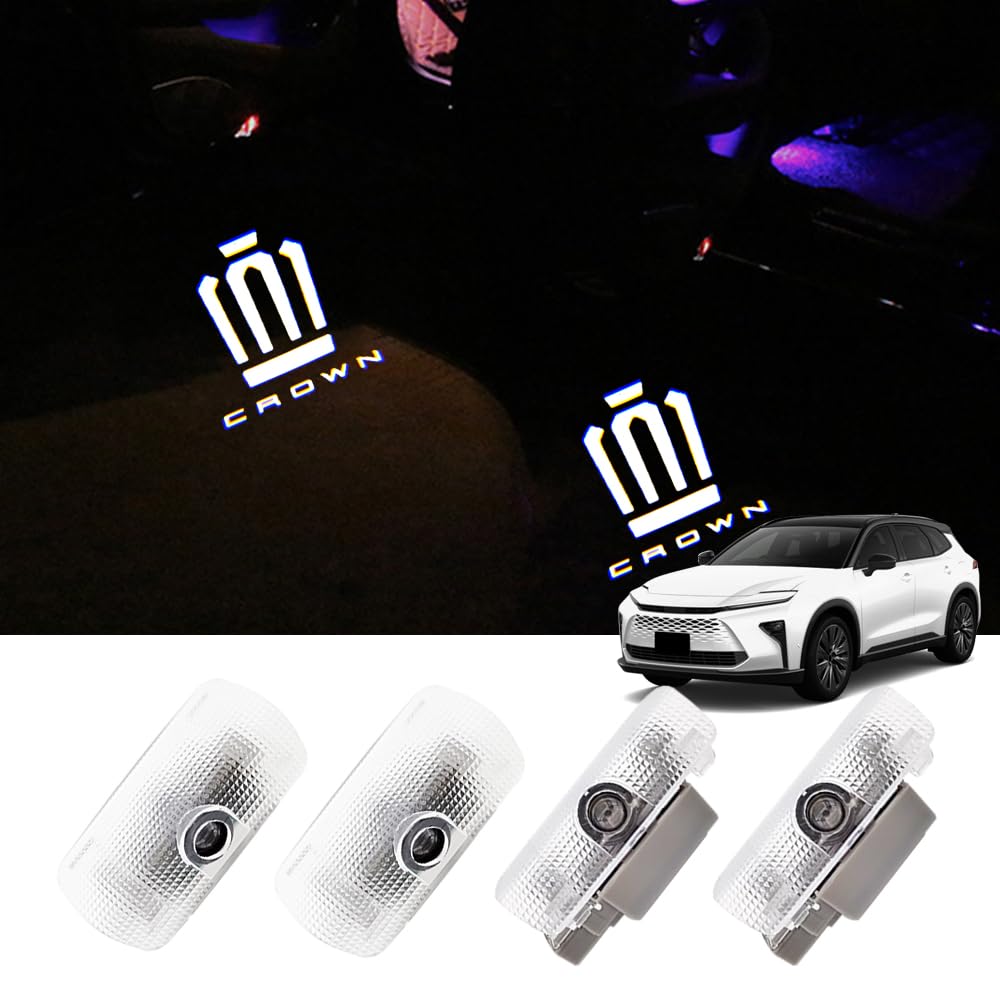 2025 Toyota Crown Estate Courtesy Door Welcome LED Door Lamps with HD Logo Includes Crown Estate Tools of 4 Front and Rear Lights, Lights, Projection,