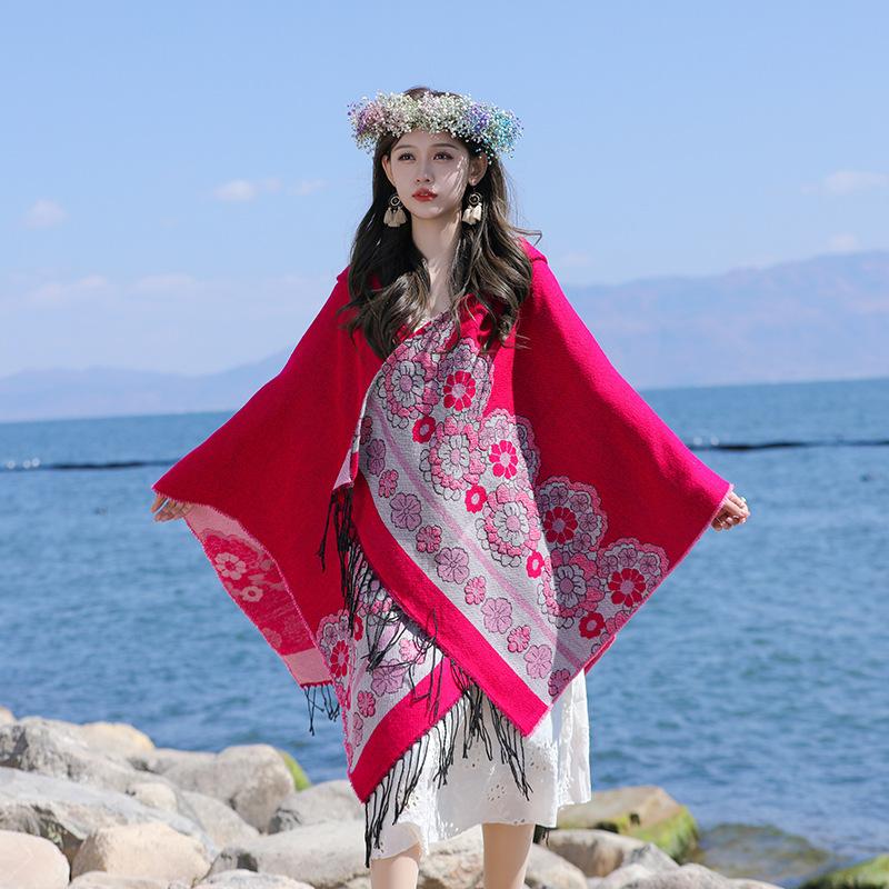 Pele amigável e respirável quente e versátil casa, outono e inverno xale de viagem feminino, capa grossa, cobertor de ar condicionado