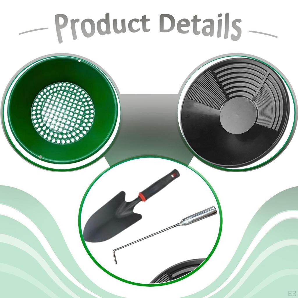 Kit per la ricerca dell'oro Strumento di raccolta 35 cm Pala a mano portatile con setaccio per prospezione per fiume