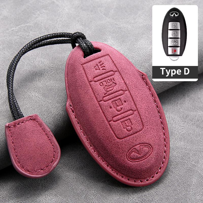 Leather Car Key Cover Case for Infiniti Q50L QX50 QX60 QX55 Q70 Q70L Q30 QX30 QX70 ESQ XQ80 XQ60 Q60S Car Key rope Keyring