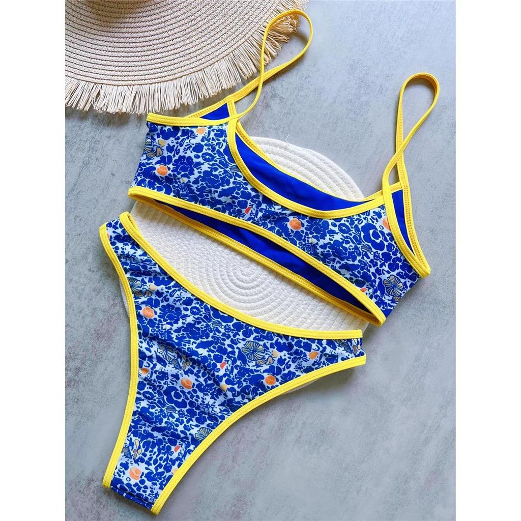 Bikini Brasiliano Sexy Stampato a Taglio Alto Gamba Femminile Costume da Bagno Donna Costume da Bagno Due Pezzi Set Bikini Costumista Costume da Bagno Swim