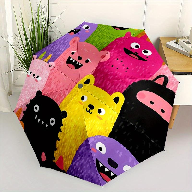 1pc Monster Party Automatic Open/Close Umbrella with One Touch Button,, Windproof Design   Lightweight Portable Umbrella for Women & Men6095