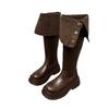 Temperament British style knee high boots two wear autumn versatile locomotive boots and boots women's platform new thick heel
