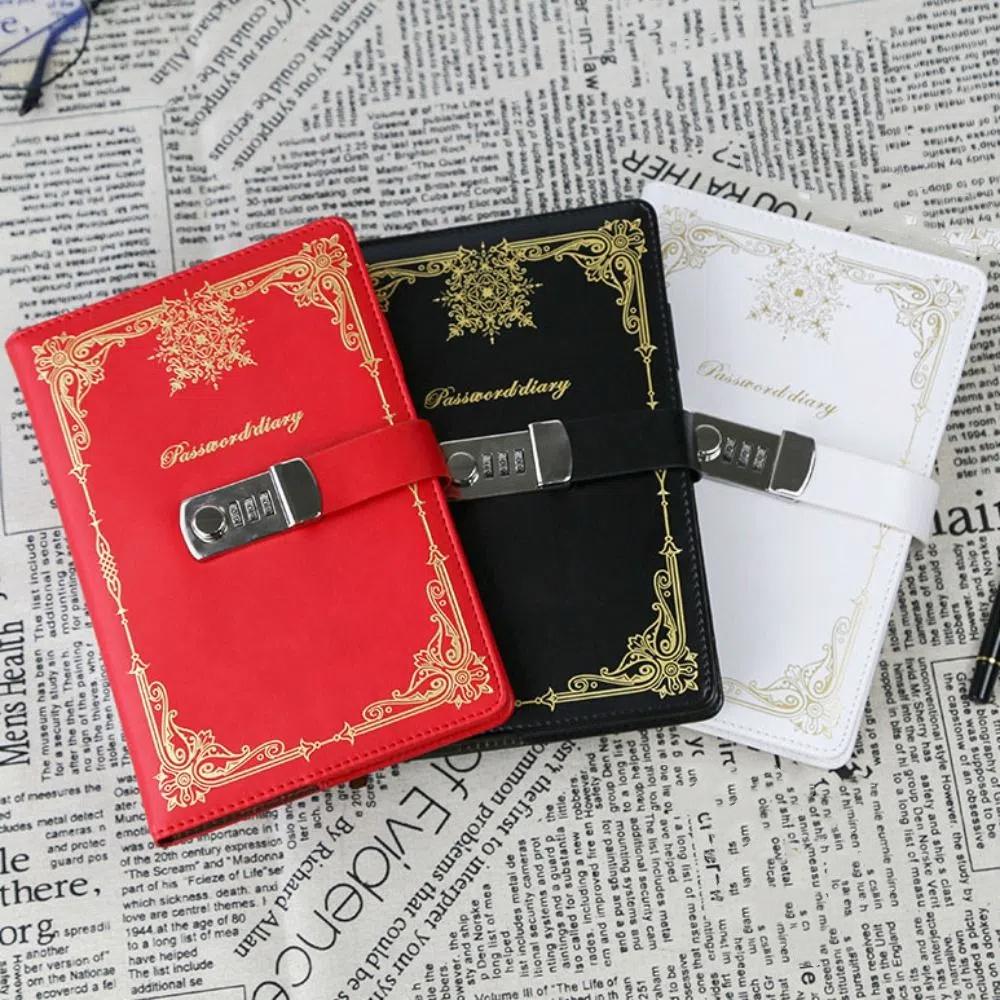 PU Leather Diary Writing Pads Hard Cover Personal Notebook Lockable Secrets Journal Students