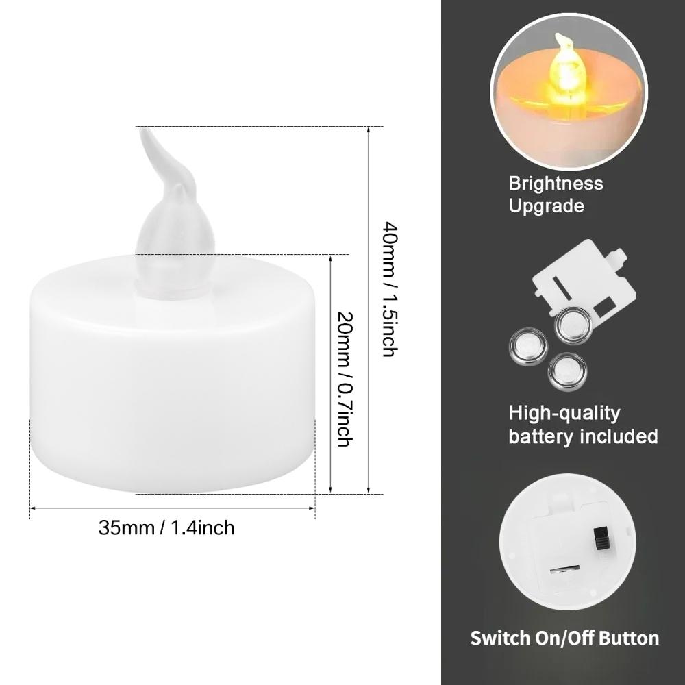 Flameless Flickering LED Tea Light Candles Battery Operated Warm Yellow/White Electronic Tealight For Aniversary Wedding Decor