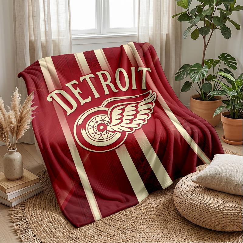 Detroit Red Wings Flannel Fleece Blanket Cozy Warm Throw Blanket For Couch Bed Travel All Season Use