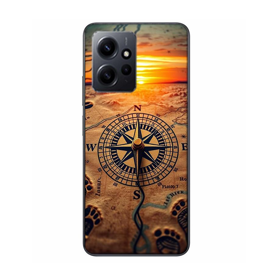 Compass Map Voyage Phone Case For Redmi 12 13C 12C 15C 9 10 10C Note 13 Pro Plus 14 15 Pro 9T 9C 9A TPU Soft Cover Clear Cell Ca