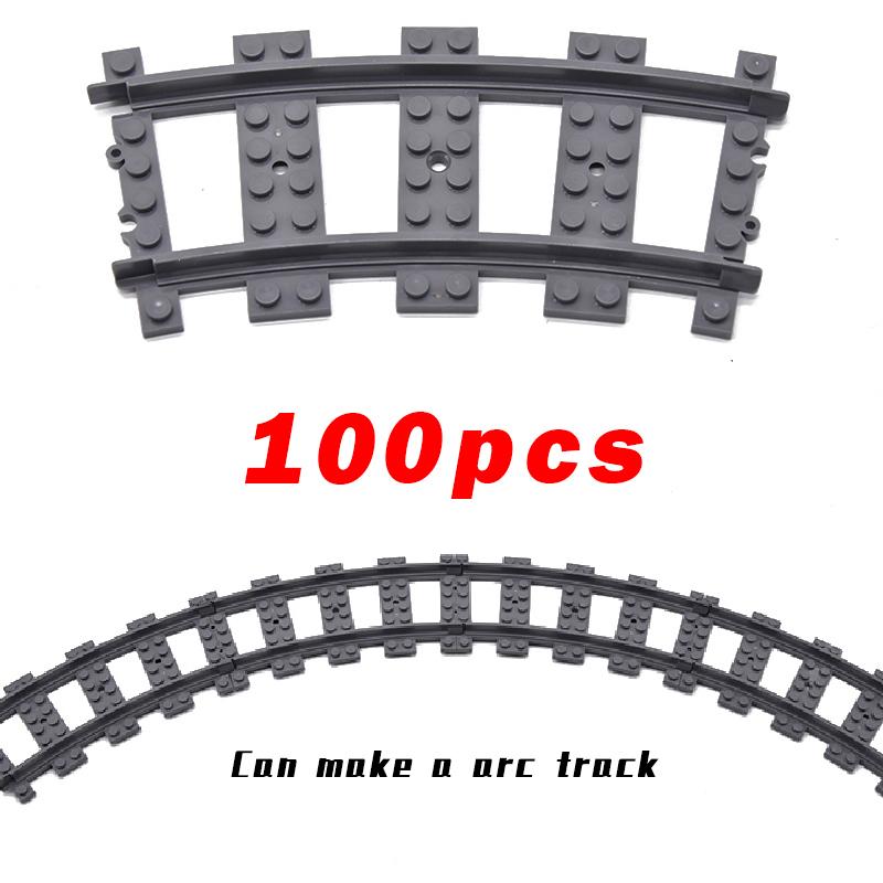City Trains Flexible Tracks Forked Straight Curved Rails Switch Building Block Bricks High-Tech Creative Toys for kid