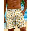 Herren Strandshorts 3D-Druck Cartoon Ananas Grafikshorts Badehose Sommer Neu Schnelltrocknend Urlaub Harajuku Hawaiianische Shorts