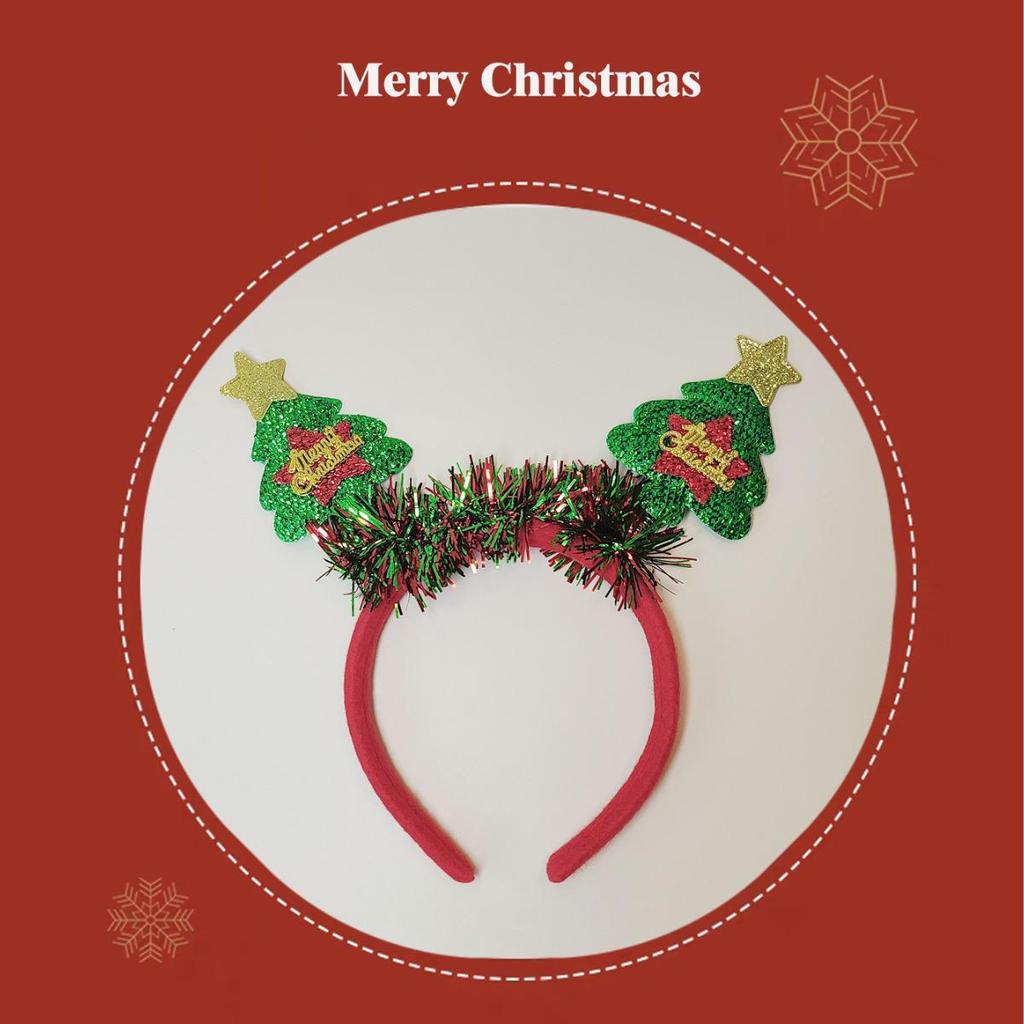 Festliches grünes Pailletten-Weihnachtsbaum-Stirnband - Niedliches handgefertigtes Feiertags-Haaraccessoire