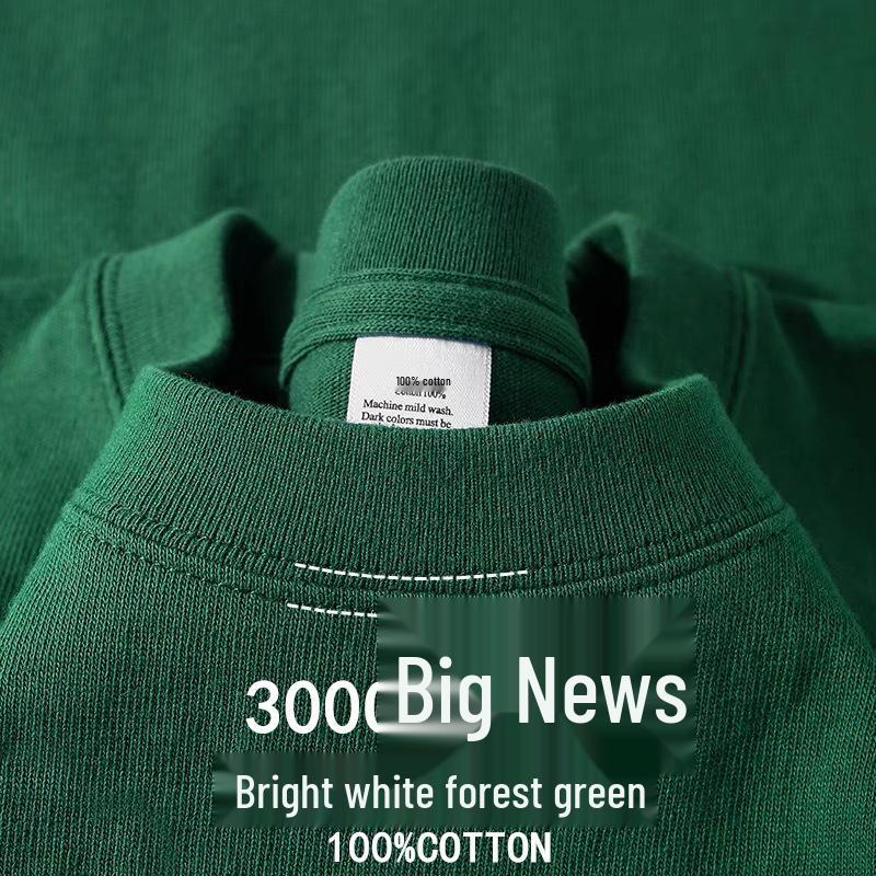 Unisex Heavyweight 300g Cotton Crew Neck Solid Color T-Shirt