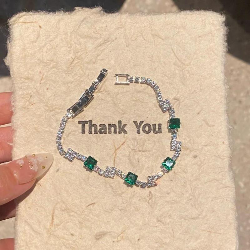 Shiny Colorful Crystal Bracelet for Women Sparkling Zircon Accent Chain Anti-allergy Jewelry for Night Out Party Birthday Gift