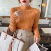 Pit Strip Half Turtleneck Bottom Shirt with Sweater Female Autumn and Winter White Chic Top Black Sweater