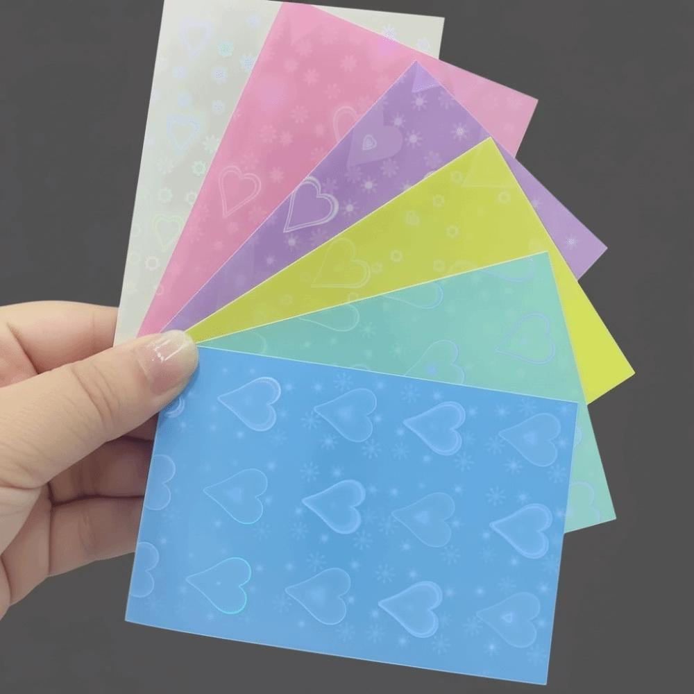 50PCS Macaron Transparent Laser Heart Card Sleeves Display Card Card Film  For Idol Photo