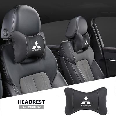 1 szt. Zagłówek Fotelika Samochodowego Logo Auto Poduszka Pod Szyję Dla Lancer Ralliart ASX Mirage Pajero Xpander Attrage L200 Eclipse Cross