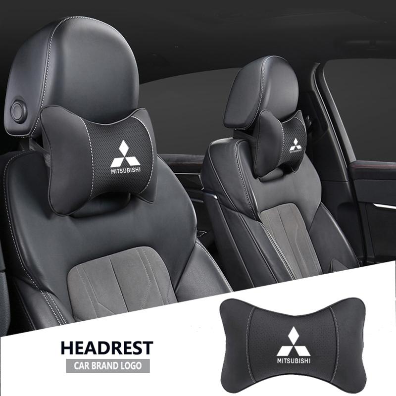 1 Stuks Autostoel Hoofdsteun Auto Logo Neksteun Voor Mitsubishi Lancer Ralliart ASX Mirage Pajero Xpander Attrage L200 Eclipse Cross
