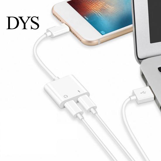 2 in 1 Dual-Port 3.5mm Jack Headphone Adapter Charge Cable for iPhone X/8/7