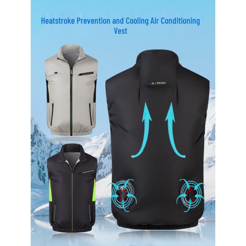 Men's Outdoor Cooling Vest with Fan for Heatstroke Prevention and Electric Welding Protection