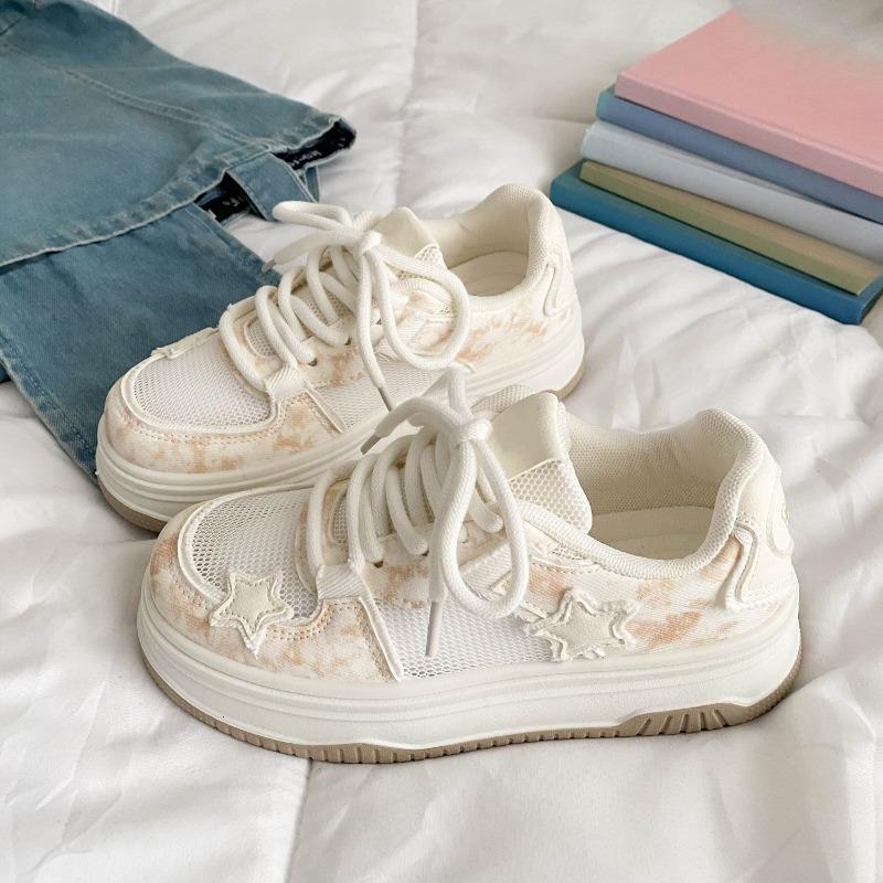 

Новая дышащая женская обувь Универсальные повседневные спортивные кеды на толстой подошве 40 бежевый