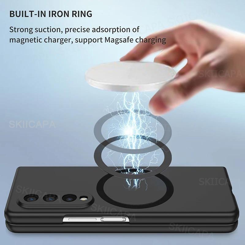 Simple Matte Magnetic Case for Samsung Z Fold 7 Fold6 Fold5 Fold4 Fold3 Magsafe Wireless Charging Shockproof Hard Shell