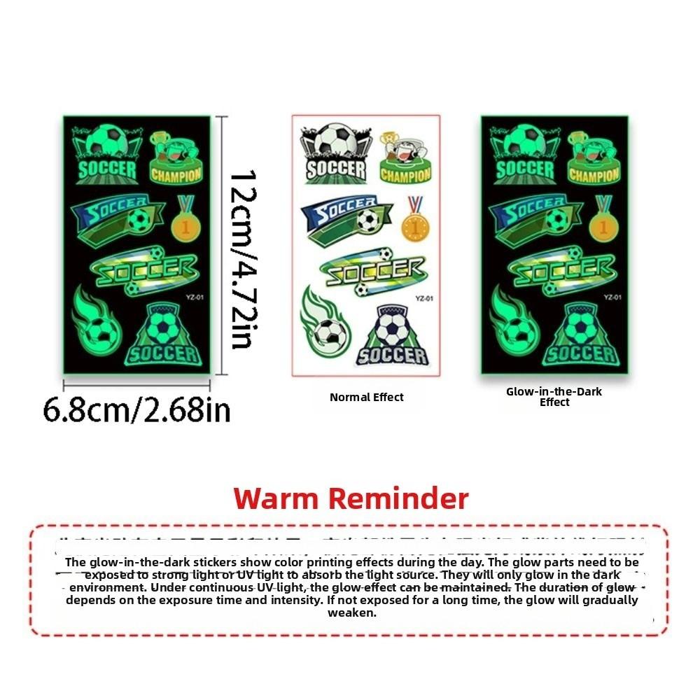 10Pcs/set Soccer Luminous Tattoo Sticker Glowing Cartoon Soccer Tattoo  Women Men