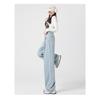 Unisex High-Waisted Light-Wash Wide-Leg Jeans: 2026 Slimming Floor-Length Autumn Style