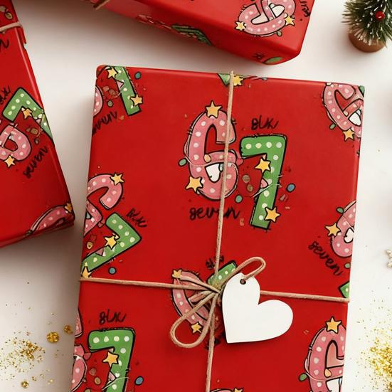 Christmas Gift Wrap Paper Creative Festive Holiday Wrapping with Number 7 Design Fun Pattern Birthday Party Supplies