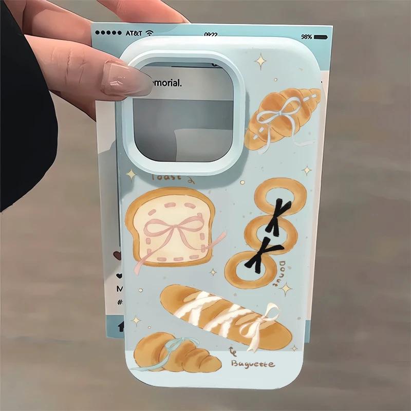 Niche French bread Suitable for Apple 16/17Pro mobile phone case IP14 glutinous rice 13 liquid 15 large hole matte cover