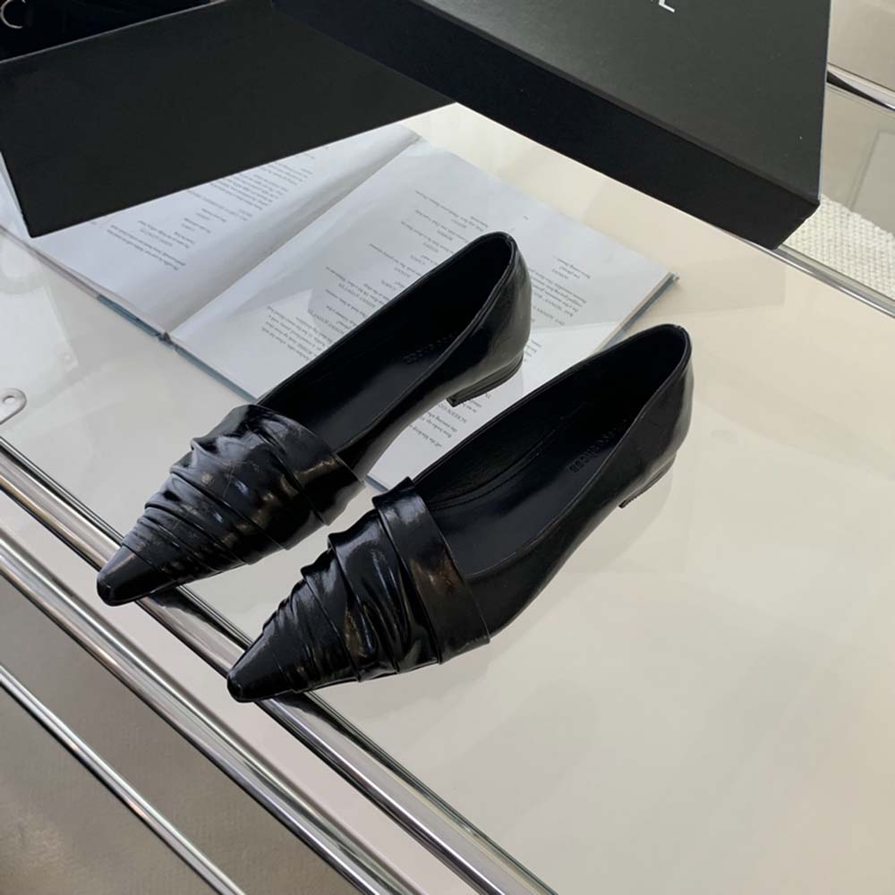 

мода Модные женские туфли-лоферы с острым носком на низком каблуке, черные, красные, серебряные, золотые, туфли для вечеринки, женские мюли, размер 35-39 5.5 чёрный