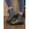 Thick-soled Lace-up Martin Boots 2025 Winter New Plus-size Round Toe Slimming British Style Colorful Boots for Women